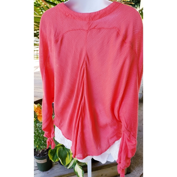 SOLD Free People Gauze V-neck Tie Sleeve Top S - Picture 3 of 3